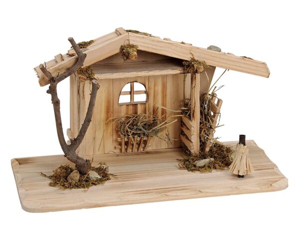 Φάτνη Χριστουγέννων NATIVITY BARN, NATURAL WOOD, (W⁄H⁄D) 41X22X19CM