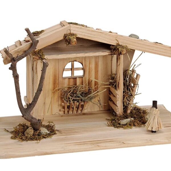 Φάτνη Χριστουγέννων NATIVITY BARN, NATURAL WOOD, (W⁄H⁄D) 41X22X19CM