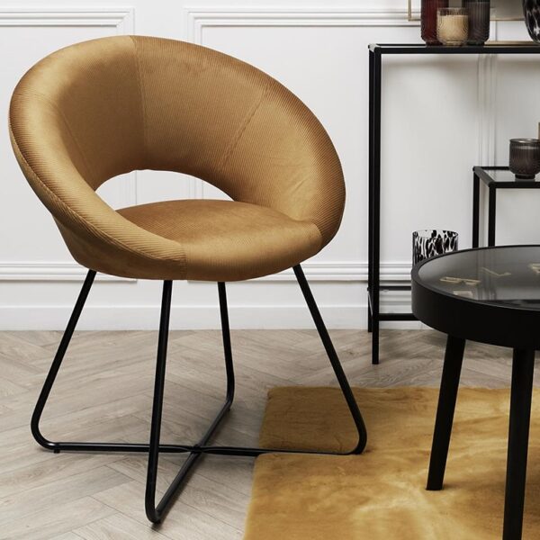 Καρέκλες & Πολυθρόνες ROUND VELVET ARMCHAIR GIULIA YELLOW HD0064