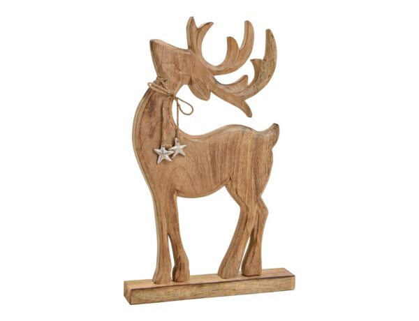 Διακόσμηση & DECO Σε Εορταστικό Πνεΰμα DEER WITH METAL STAR HANGER MADE OF WOOD BROWN