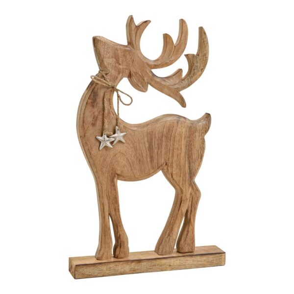 Διακόσμηση & DECO Σε Εορταστικό Πνεΰμα DEER WITH METAL STAR HANGER MADE OF WOOD BROWN