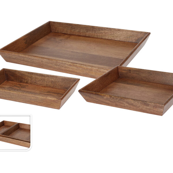 Δίσκοι DECO TRAY SET OF 3 WALNUT FINISH A63100570