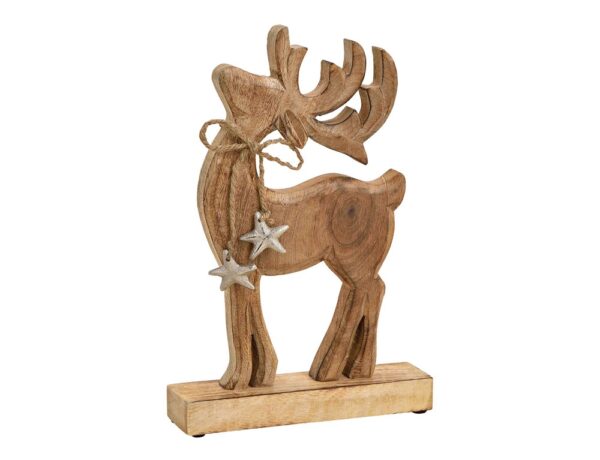 Διακόσμηση & DECO Σε Εορταστικό Πνεΰμα DEER WITH METAL STAR PENDANT MADE OF WOOD BROWN