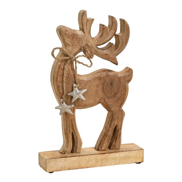 Διακόσμηση & DECO Σε Εορταστικό Πνεΰμα DEER WITH METAL STAR PENDANT MADE OF WOOD BROWN