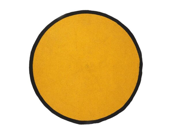 Χαλιά TAPIS ROND COTON MOUTARDE BORD NOIR 120CM M4 TX904