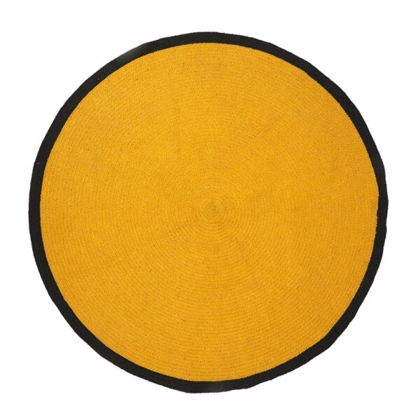 Χαλιά TAPIS ROND COTON MOUTARDE BORD NOIR 120CM M4 TX904