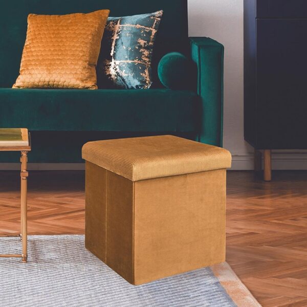 Σκαμπό & Πουφ GIULIA VELVET FOLDABLE STORAGE POUFFE HD6813