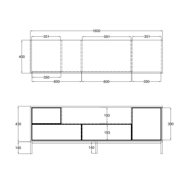 BLACKBIRD TV STAND RIVIERA OAK Μαυρο 160×40,5xH58cm